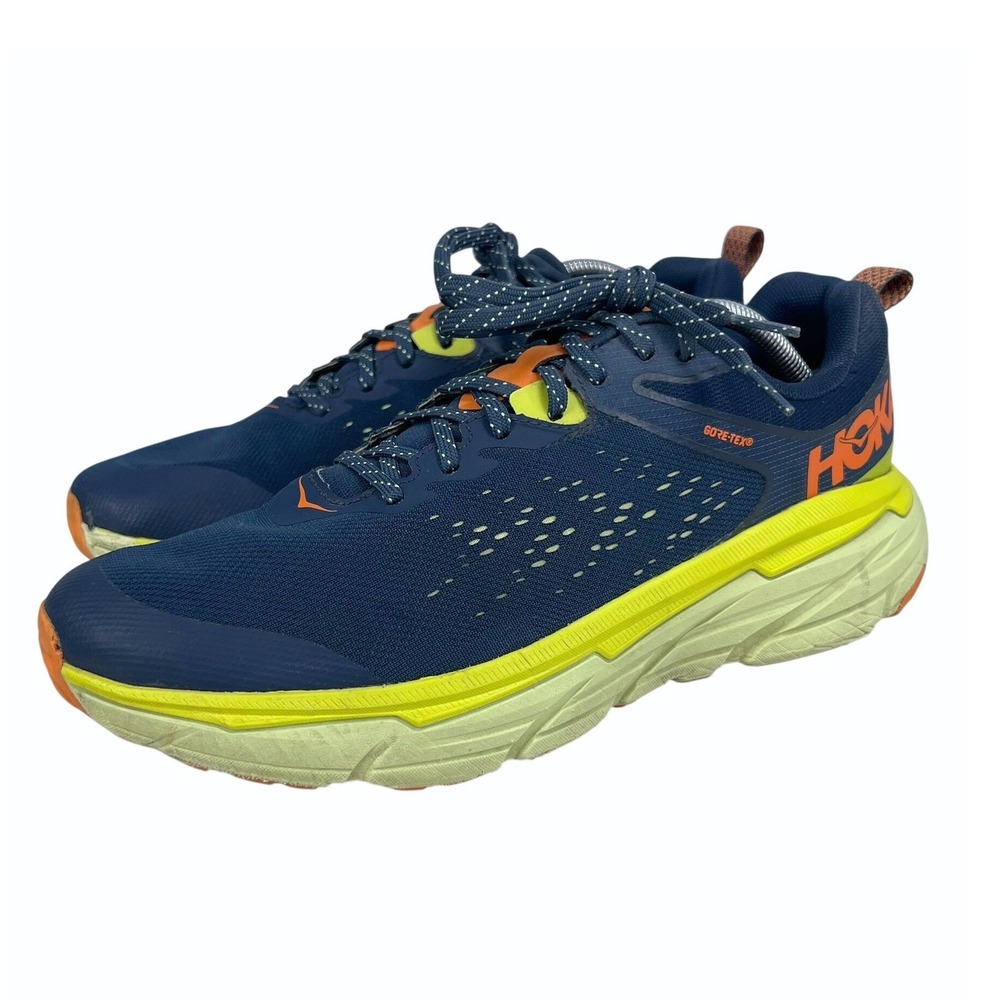 Hoka One One Challenger ATR 6 GTX Mens 11.5 Blue Yellow Trail Shoes 1116876 OSBT